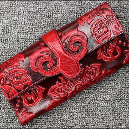 Chinese Style Genuine Leather Women's Hasp Purse - Wnkrs