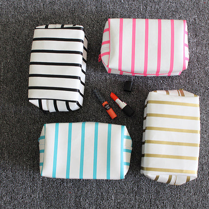 Striped Cosmetic Travel Bag - Wnkrs