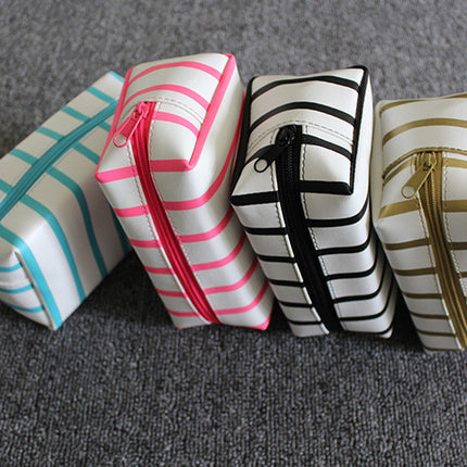 Striped Cosmetic Travel Bag - Wnkrs