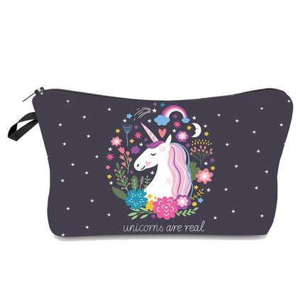 Unicorn Floral Printed Make-Up Cosmetic Bag - Wnkrs