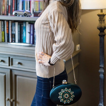 Women's Crystal Flower Oval Shaped Clutch - Wnkrs