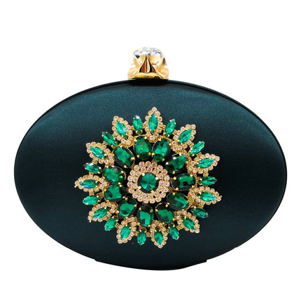 Women's Crystal Flower Oval Shaped Clutch - Wnkrs