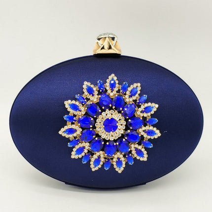 Women's Crystal Flower Oval Shaped Clutch - Wnkrs
