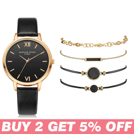 5pcs Woman Quartz Wristwatch with Bracelet - wnkrs
