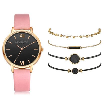 5pcs Woman Quartz Wristwatch with Bracelet - wnkrs