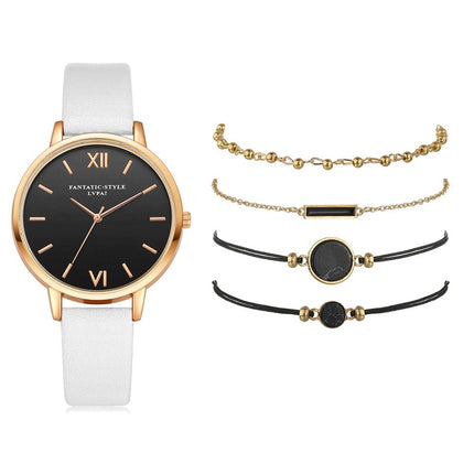 5pcs Woman Quartz Wristwatch with Bracelet - wnkrs