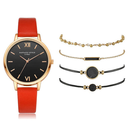 5pcs Woman Quartz Wristwatch with Bracelet - wnkrs