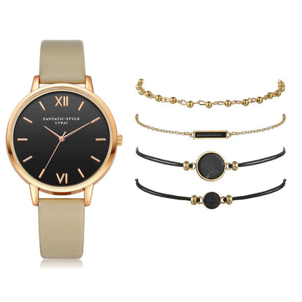 5pcs Woman Quartz Wristwatch with Bracelet - wnkrs