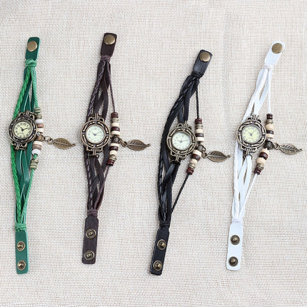 Vintage Dress Watch with Genuine Leather Bracelet - wnkrs