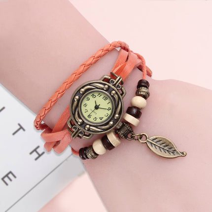 Vintage Dress Watch with Genuine Leather Bracelet - wnkrs