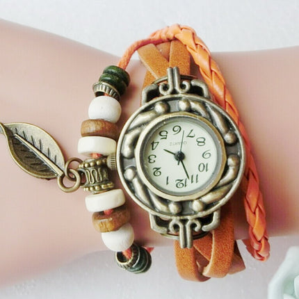 Vintage Dress Watch with Genuine Leather Bracelet - wnkrs