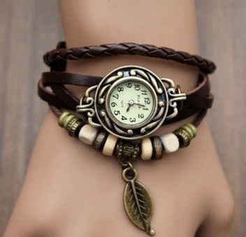 Vintage Dress Watch with Genuine Leather Bracelet - wnkrs