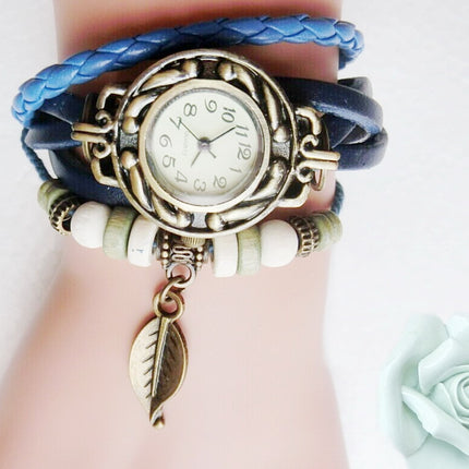 Vintage Dress Watch with Genuine Leather Bracelet - wnkrs