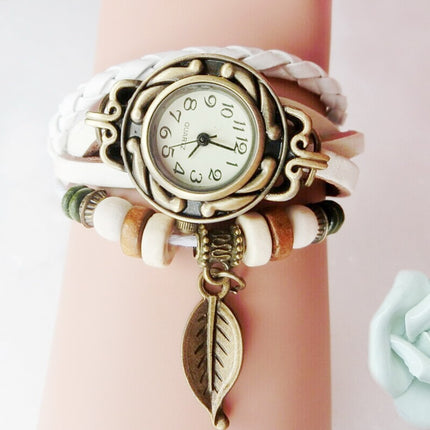 Vintage Dress Watch with Genuine Leather Bracelet - wnkrs