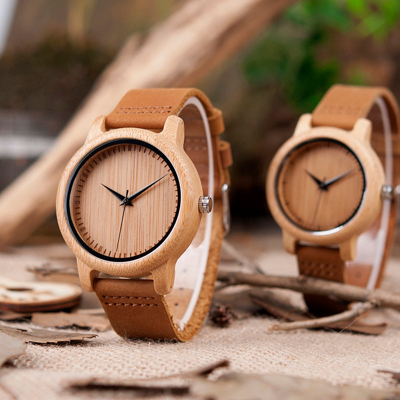 Round Bamboo Watches for Couples and Lovers