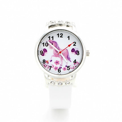 Unicorn Printed Girl's Quartz Wristwatch with Rhinestones - wnkrs