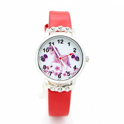 Unicorn Printed Girl's Quartz Wristwatch with Rhinestones - wnkrs