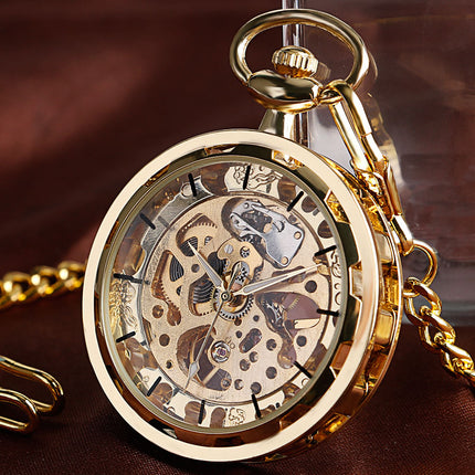 Men's Steampunk Style Transparent Pocket Watch - wnkrs