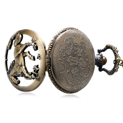 Men's Stylish Pocket Watch with Horse Pattern - wnkrs