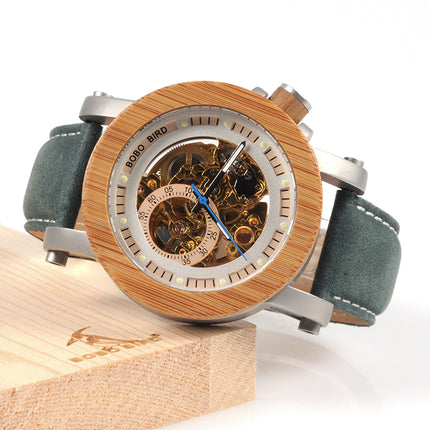 Steampunk Bamboo Skeleton Watch - wnkrs