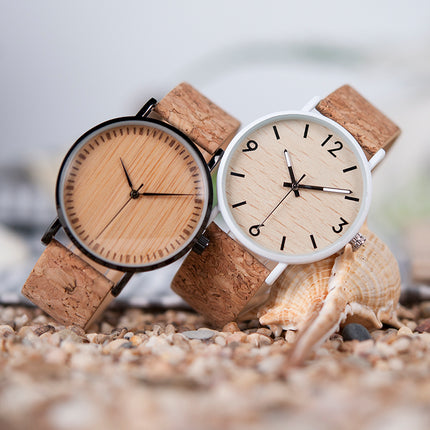 Unisex Minimalist Quartz Watch with Cork Band - wnkrs