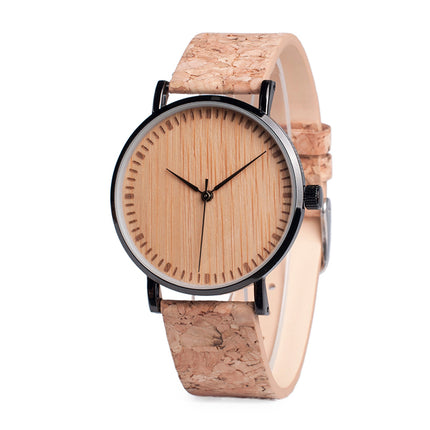 Unisex Minimalist Quartz Watch with Cork Band - wnkrs