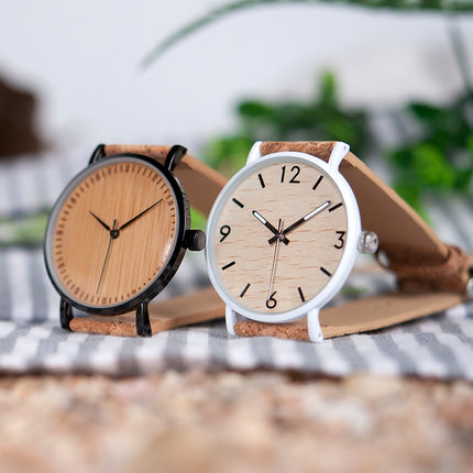 Unisex Minimalist Quartz Watch with Cork Band - wnkrs