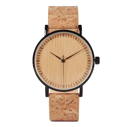 Unisex Minimalist Quartz Watch with Cork Band - wnkrs
