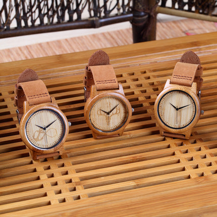 Unisex Bamboo Wood Watches with Genuine Leather - wnkrs