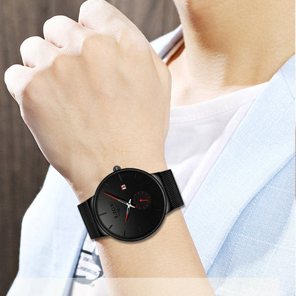 Ultra-Thin Black Quartz Wrist Watch for Men - wnkrs