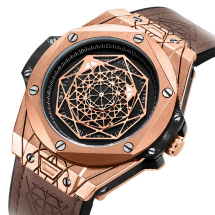 Men's Waterproof Quartz Watch with Leather Strap - wnkrs
