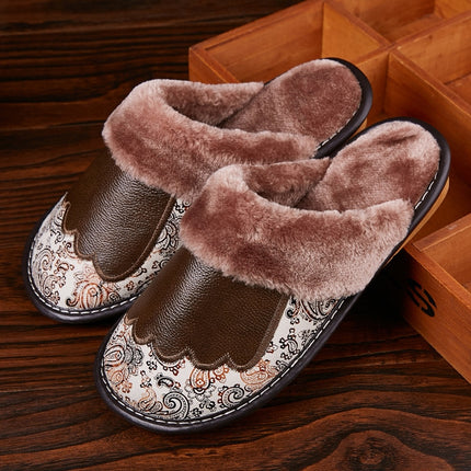 Men's Luxury Fur and Leather Slippers - Wnkrs