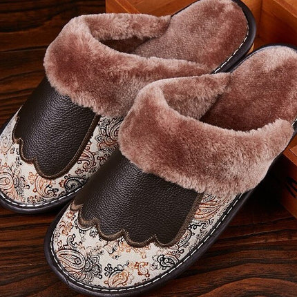 Men's Luxury Fur and Leather Slippers - Wnkrs