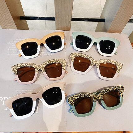 Retro Square Leopard Color-Block Sunglasses for Kids - Wnkrs