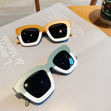Retro Square Leopard Color-Block Sunglasses for Kids - Wnkrs