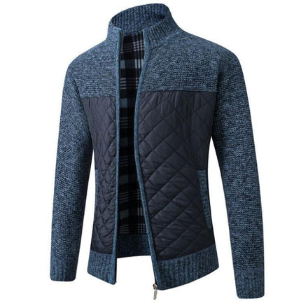 Men's Quilted Detail Zipper Cardigan - Wnkrs