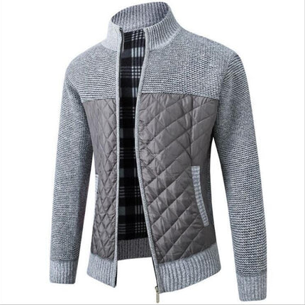 Men's Quilted Detail Zipper Cardigan - Wnkrs