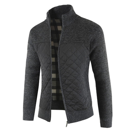 Men's Quilted Detail Zipper Cardigan - Wnkrs