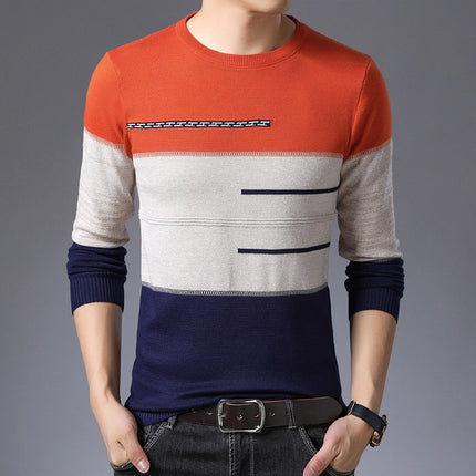 Men's Contrast Lines Sweater - Wnkrs