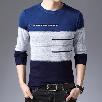 Men's Contrast Lines Sweater - Wnkrs