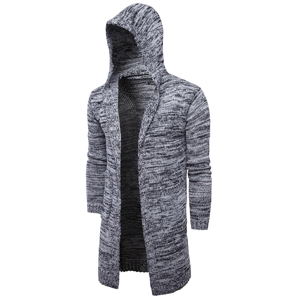 Men's Melange Color Hooded Cardigan