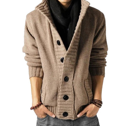 Men's Knitted V-Neck Thick Sweater - Wnkrs