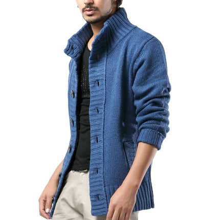 Men's Knitted V-Neck Thick Sweater - Wnkrs