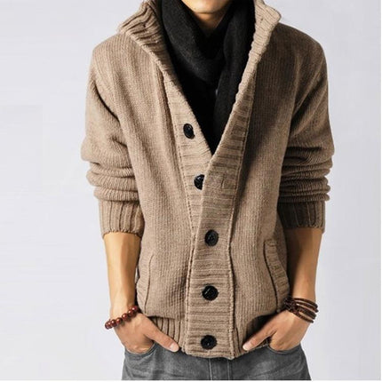 Men's Knitted V-Neck Thick Sweater - Wnkrs