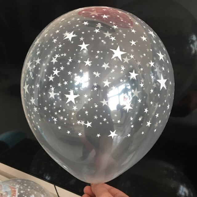 Transparent Star Printed Latex Balloon Set 10 Pcs - Wnkrs