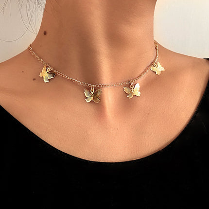 Gold Chain Butterfly Pendant Choker for Women - Wnkrs