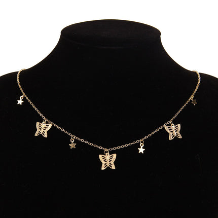 Gold Chain Butterfly Pendant Choker for Women - Wnkrs