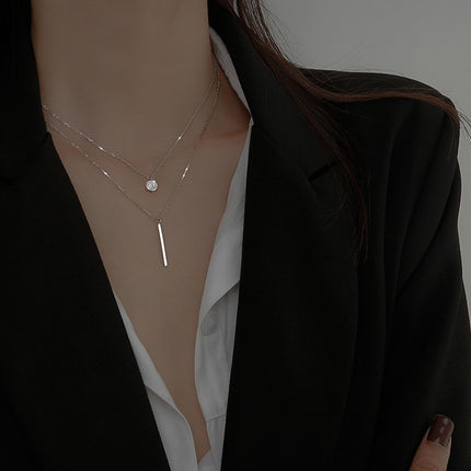 925 Sterling Silver Double Layer Necklace - wnkrs