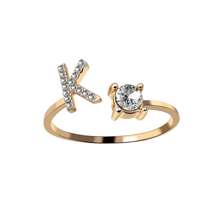 Adjustable Women's Letter Ring in Silver and Gold - wnkrs