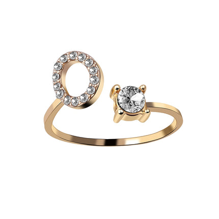 Adjustable Women's Letter Ring in Silver and Gold - wnkrs